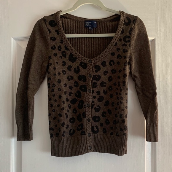 American Eagle brown cheetah print cardigan - Picture 1 of 3